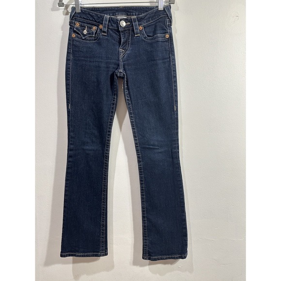 True Religion Hi Rise‎ Boot Cut Bling Rhinestones Crystals Pockets Jeans SZ 27 - Picture 1 of 12